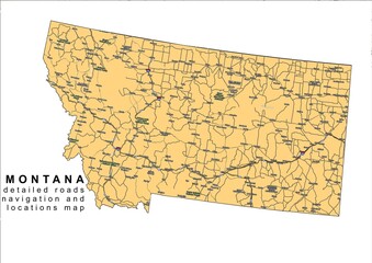 Montana USA detailed roads navigation and locations map