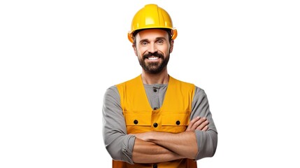Portrait of a smiling worker and construction worker with helmet. generative ai