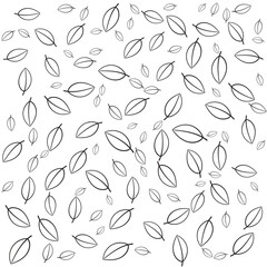 Line art leaf pattern. Random abstract background. Vector design