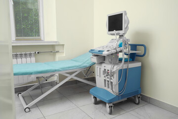 Ultrasound machine and examination table in hospital