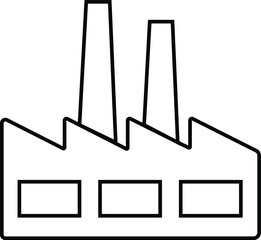 linear black Factory icon. industrial building pictogram. Black silhouettes of manufacturing objects isolated on white background. contours of plants for industrial design.