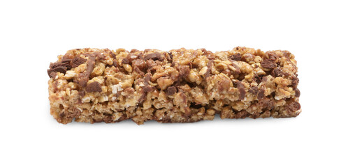 One tasty granola bar isolated on white