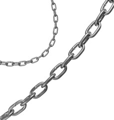 Two different metal chains isolated on white