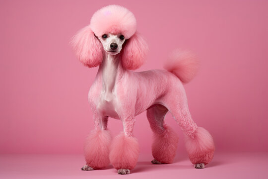 Poodle dog in pink