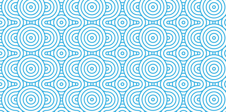 Abstract Pattern with circle wave lines blue seamless steel material geomatics overloping create retro square line backdrop pattern background. Overlapping Pattern with Transform Effect. © MdLothfor