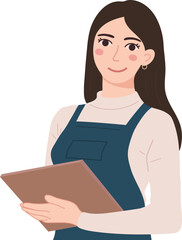 Female Clerk Shop Saleperson Greeting Illustration Graphic Cartoon Art
