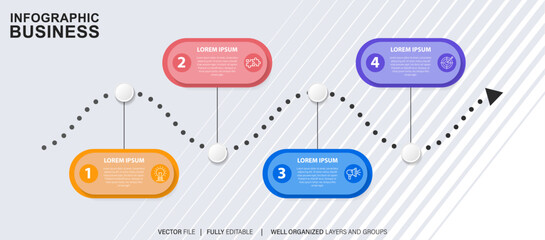 Infographic design template. Timeline concept with 4 steps