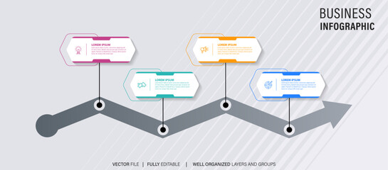 Vector infographic template with 4 label, integrated circles. Business concept with 4 options. For content, diagram, flowchart, steps, parts, timeline infographics, workflow, chart