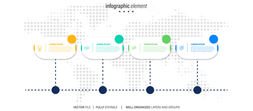 Vector infographic template with 4 label, integrated circles. Business concept with 4 options. For content, diagram, flowchart, steps, parts, timeline infographics, workflow, chart