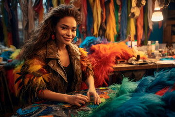 Crafting Carnival Dreams. Brazilian Artisan Designer  Brings Color to Carnival Attire. Samba's Vibrant Artistry. 
