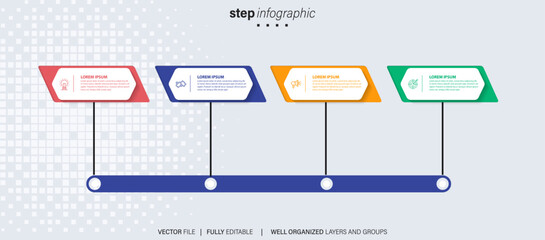infographic element design 4 step, infochart planning