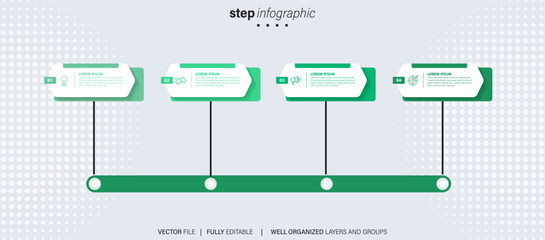 Timeline infographic template, Business concept with 4 options, Vector illustration.