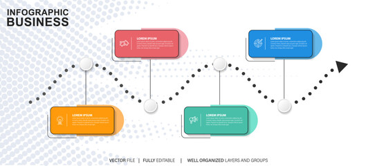 Timeline infographic design with options or steps. Infographics for business concept. Can be used for presentations workflow layout, banner, process, diagram, flow chart, info graph, annual report