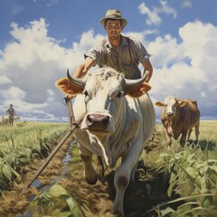farmer and cow