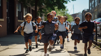 Obraz premium Kids heading off to school. 