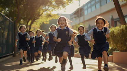 Obraz premium Kids heading off to school. 