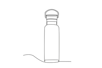 A tumbler with a handle on the lid. Tumbler one-line drawing