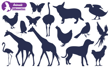 Forest Wild Animals Silhouettes Vector illustration