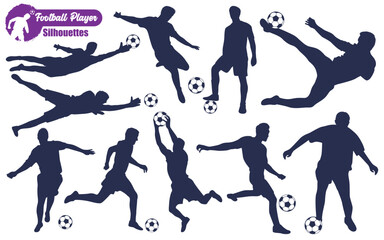 Male Football Player Silhouettes Vector illustration