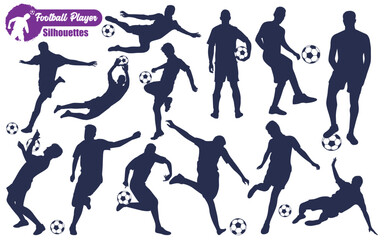 Male Football Player Silhouettes Vector illustration