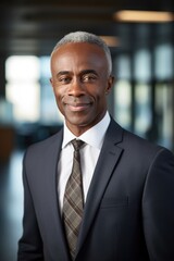 Fototapeta premium Smiling black executive at the office looking at the camera