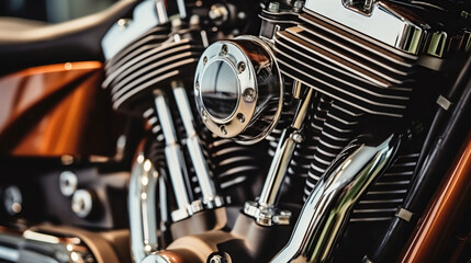 Close-Up of a Unique Motorcycle Engine. Generative AI