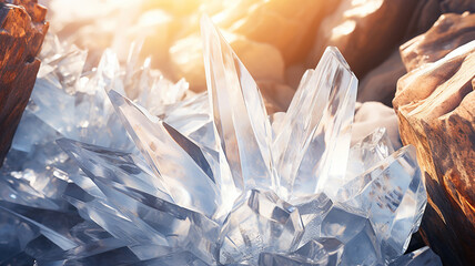 the stunning crystalline ice formations of the Cristal Mountains