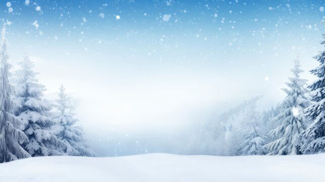 Winter background with pine tree and snow