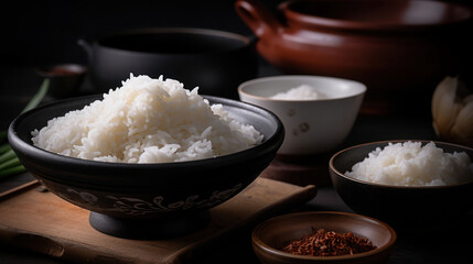 Grains of Elegance. A Purity of Flavor in Every Pearl-White Rice Kernel. Generative AI