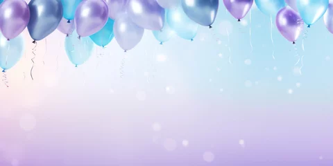 Tuinposter Background with blue, silver, purple, white balloons © red_orange_stock