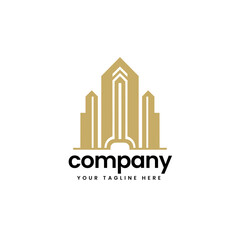 Fototapeta premium unique real estate building construction builders apartment house architecture skyline build business company minimalist logo