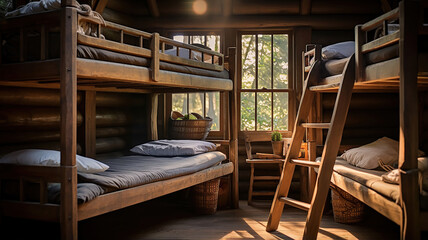 the charm of rustic wooden bunk beds in a cabin