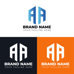 Obraz premium Two letters A A logo design ,Double letters polygon letter mark logo, Minimalist creative vector logo design template 