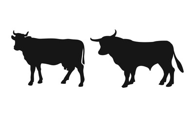 Vector cow silhouette on white background