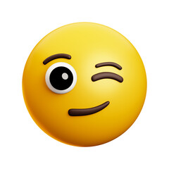 Fototapeta premium Winking face emoji, 3d style emoticon