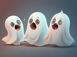 Obraz premium Cute Ghosts, created by ai generated