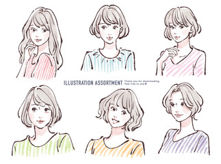 女性のイラスト素材セット