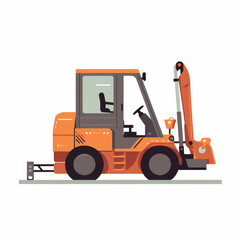 Articulated loader, 2D, simple, flat vector, cute cartoon, illustration, construction equipment, child-friendly, educational materials, whimsical graphics, charming design, lovable, playful.