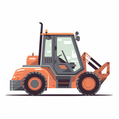 Naklejka premium Articulated loader, 2D, simple, flat vector, cute cartoon, illustration, construction equipment, child-friendly, educational materials, whimsical graphics, charming design, lovable, playful.
