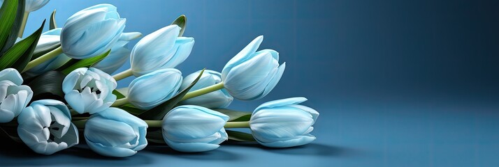 tulips on blue