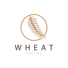 Rice Logo, Farm Wheat Logo Design, Vector Wheat Rice Icon Template Illustration