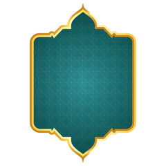 luxury golden Arabic Islamic text box title frame border set with ornamental illustration
