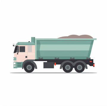 Tipper truck, 2D, simple, flat vector, cute cartoon, illustration, heavy machinery, child-friendly, educational materials, whimsical graphics, charming design, lovabl