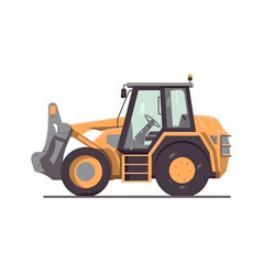 Fototapeta premium Wheel loader, 2D, simple, flat vector, illustration, heavy machinery, construction, educational materials, industrial, graphic design, versatility, minimalist design