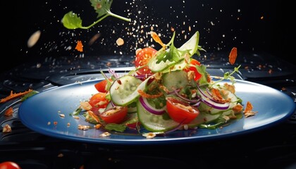 Obraz na płótnie Canvas salad with tomatoes and cucumber