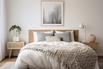 Serenity in Simplicity: A Scandinavian Minimalist Bedroom with Calming Accents of Elegance