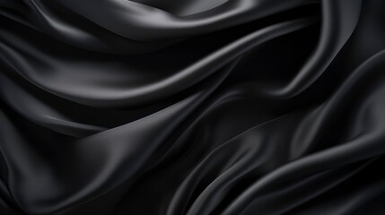 Fototapeta premium Black cloth waves background texture.