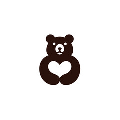 Love Bear logo Design. Bear Vector Illustration