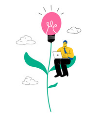 New idea concept. Profitable investment. Business start-up. Flat vector illustration isolated on white background