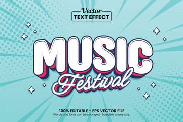 Editable text effect - Music Fest Vintage Cartoon template style premium vector